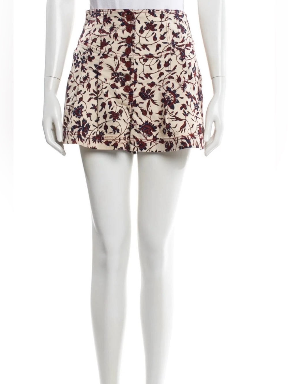 Ulla Johnson Cream Shorts with Maroon Floral Print